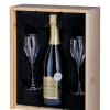 Champagne geschenk 1 fles 2 glazen in houten kist - jeromeschampagne.nl