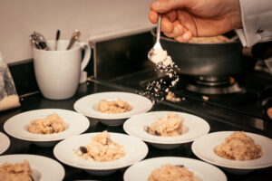 Bospaddelen risotto met truffel en Parmezaan met Champagne Cuvée XIX van Marie Demets Champagne - jeromeschampagne.nl